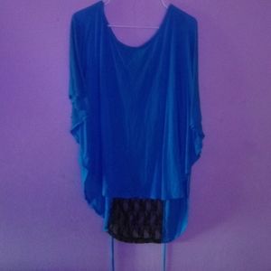 Blue shirt with Black lace